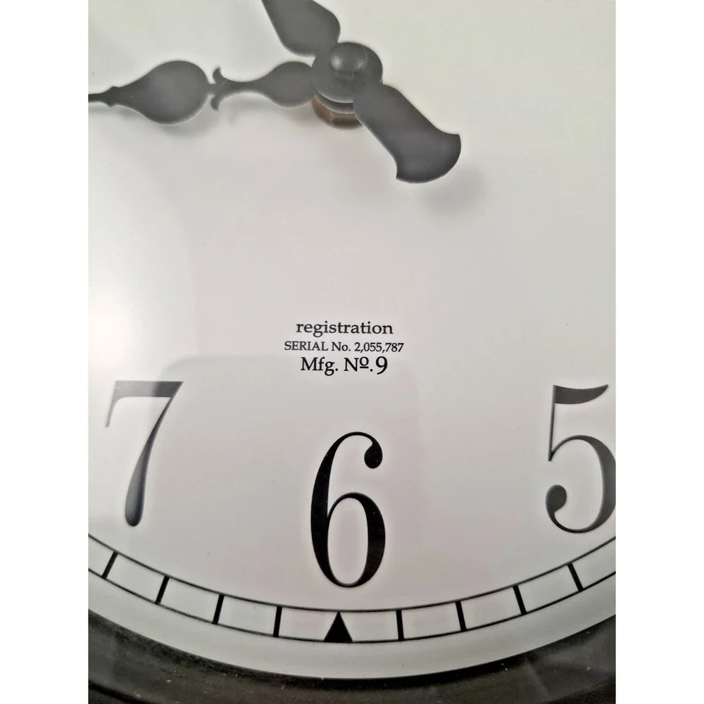Sterling & Noble Round Wall Clock 12” Dark Walnut Frame Metal Case Excellent